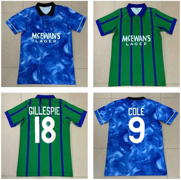 

new castle retro 1993 1994 1995 united soccer jersey 93 94 95 football shirt vintage blue third green maillot cole asprilla shearer, Black;yellow