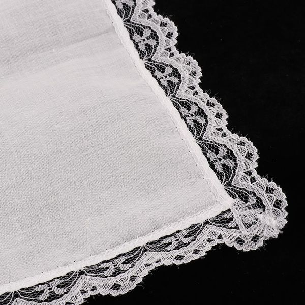 

5 pcs white cotton handkerchiefs blank lace hankies for wedding pocket square men amp women 23x25cm, Blue;white