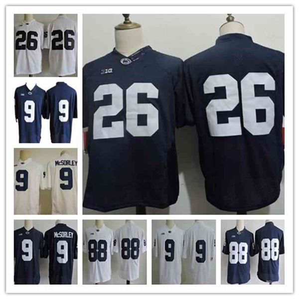 Camisas masculinas de futebol americano Penn State Nittany College 26 Barkley 9 Trace Mcsorley 88 Gesicki 2 Marcus Allen Navy White Ed Psu Shirts