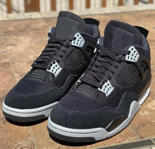 

brand shoes 4 black canvas men basketball 4s black light steel grey-white-fire red outdoor sports sneakers size us 7-13