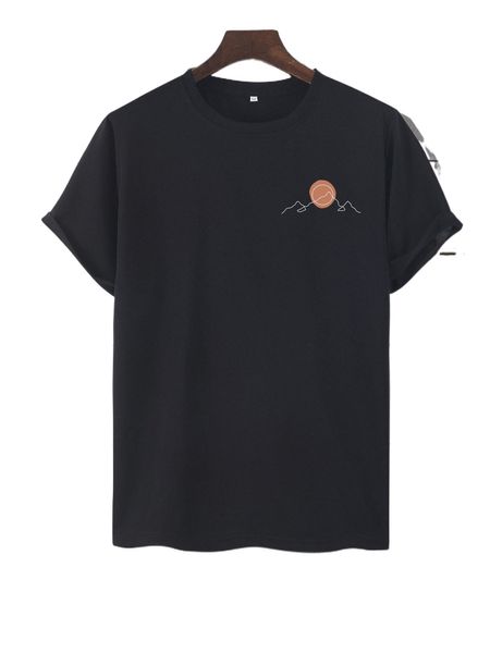 

men mountain print tee 34zd#, White;black