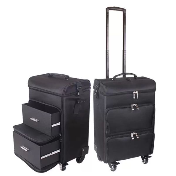 

suitcases trolley cosmetic case rolling luggage bag on wheels,ladies nails makeup toolbox,beauty tattoo salons suitcase