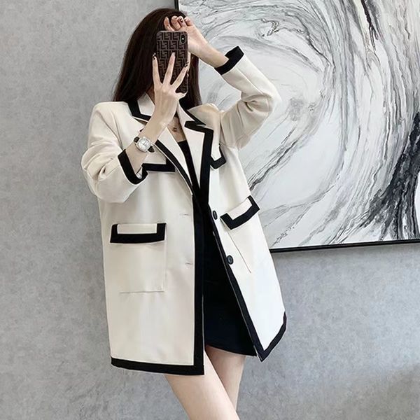 

t063 womens suits & blazers tide brand high-quality retro fashion designer suit jacket sense of embroidery design slim plus size women', White;black