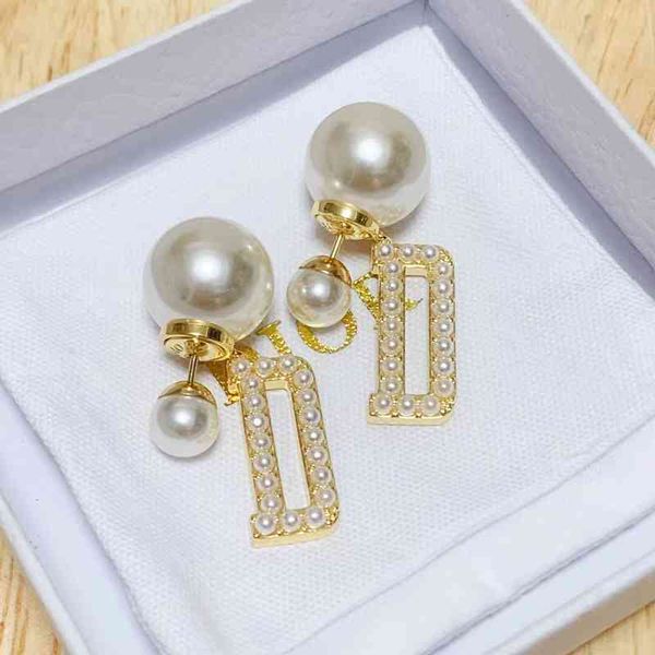 

2022 factory wholesale new dijia new full diamond pearl simple and versatile women's earrings, Golden