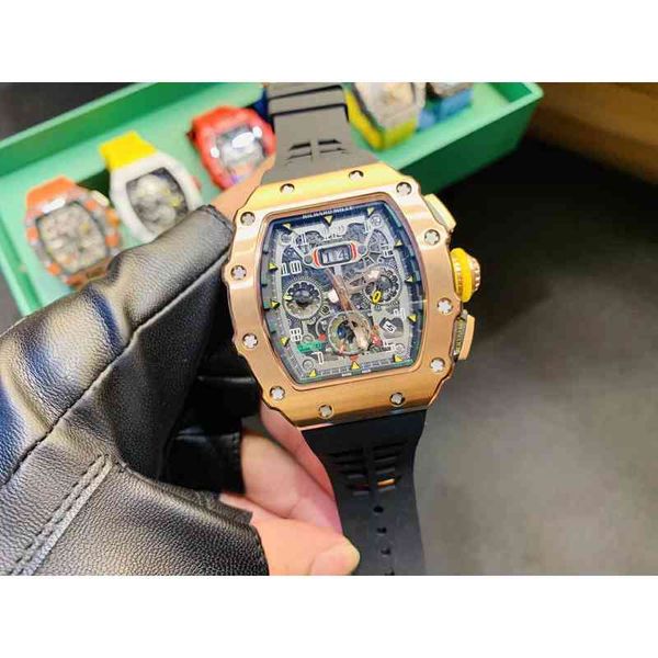 

luxury mens mechanical watch richa milles rm11-03 swiss movement rubber watchband wristwatches uznc, Slivery;brown
