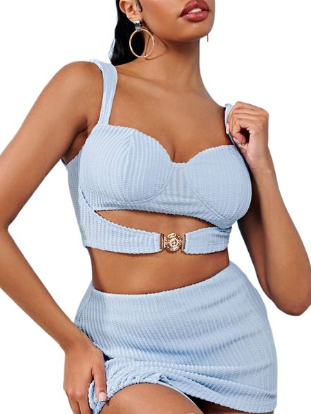 

sxy metal decor textured bustier crop cami 67fc#, White