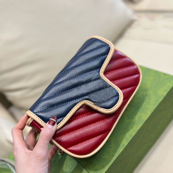 

2022 love heart v wave marmont bag pattern satchel shoulder bag chain handbags crossbody purse lady leather classic style tote bags double g