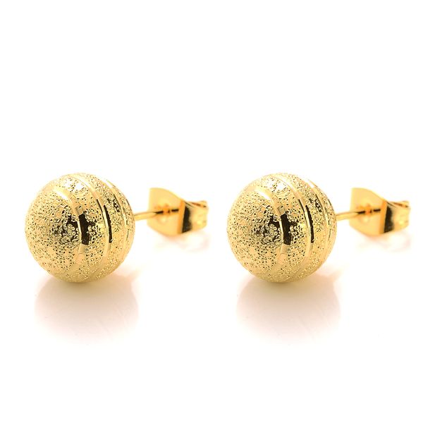 

classic earring back large new 14k gold plated ball stud earrings, White