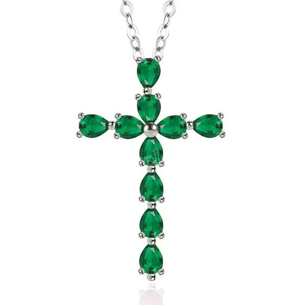 

cross necklace purple zircon punk pendant necklace y2k heart cross chain necklace for woman jewelry accessories crystals necklaces, Silver