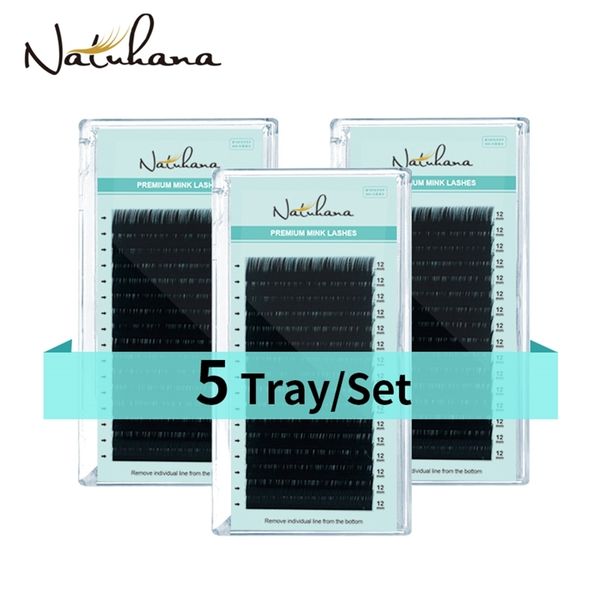 

natuhana wholesale 5cases/lot artificial mink eyelash extension set b c d curl silk eye lashes individual false mink eye lashes 220616