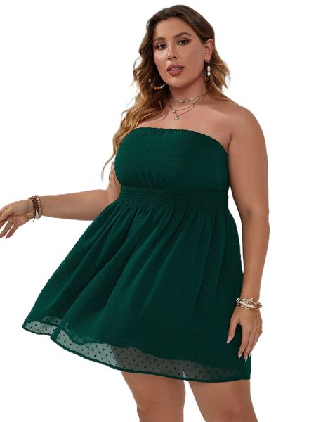 

plus swiss dot tube dress 43ra#, Black