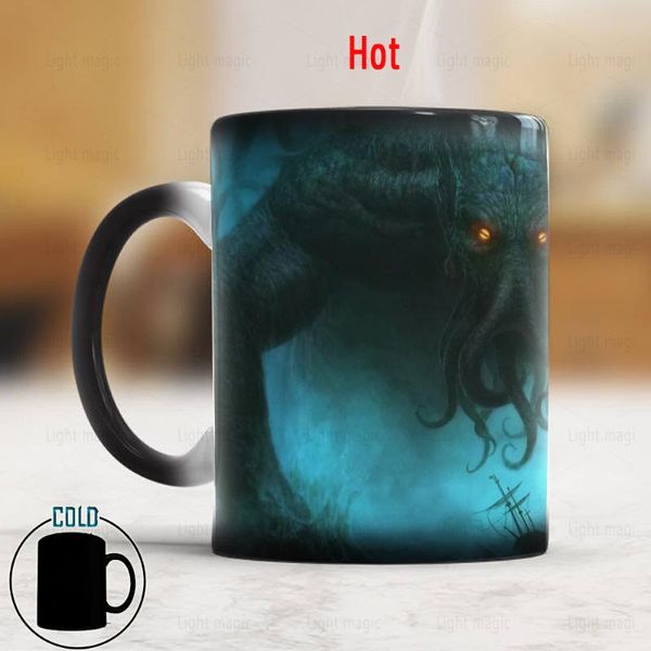 Tazze Whitelf Sea Monster Cthulhu Tazza da caffè Sensibile al calore che cambia colore in ceramica Magic DropMugs