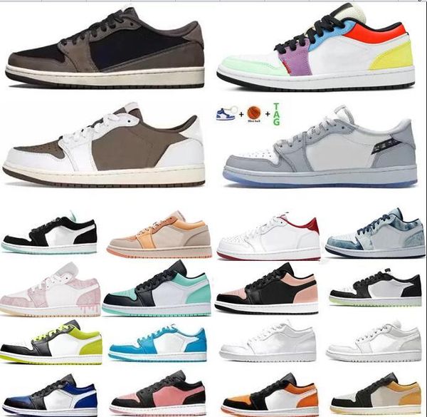 

2022 fragment ts x 1 low basketball shoes white brown red gold banned court purple black toe shadow panda emerald crimson tint designer