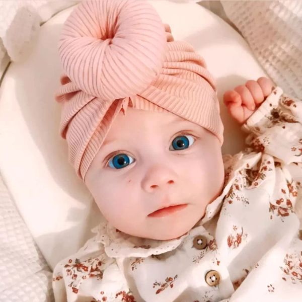 Стрипе принцип Bonnet Childrenge Cotton Beanie Round Ball Kid Turban Hat Mabring Girl Donnut Headwrap Cap