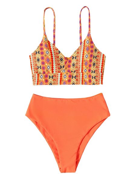 

geometric graphic high waisted bikini swimsuit z4eq#, White;black