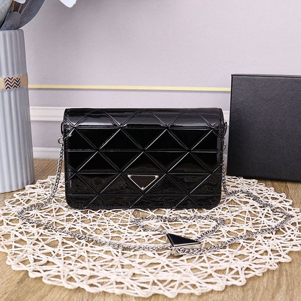 

crossbody bag chain bags women crossbody handbag flap wallet adjustable shoulder strap bright leather interior zipper pocket triangle purse