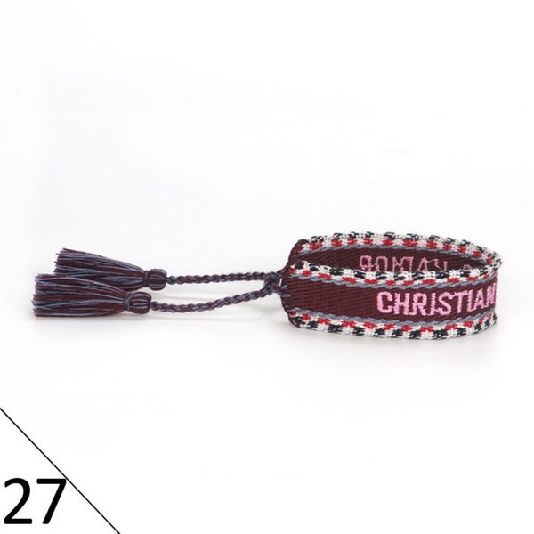 

designers fashion wovens friendship bracelet for luxury brand handmade braided bracelets with tassel print embroidery men bangle code 20-38, Golden;silver