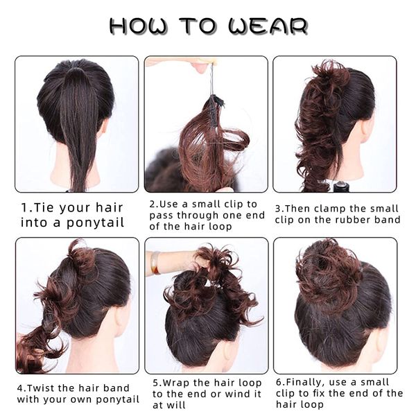 

dee thens messy hair long ytail hair n hairpiece synthetic curly hair updo for women light-brown