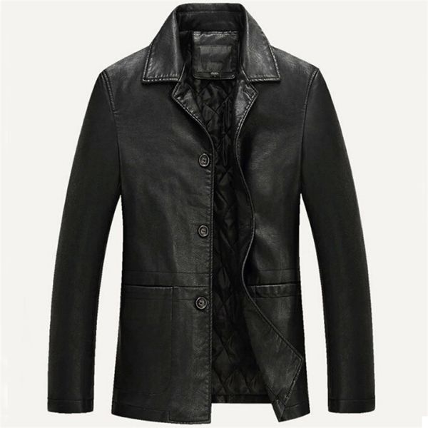 

leather jacket men soft pu leather jacket male business casual coats man jaqueta masculinas inverno couro large size xxxl 4xl 220812, Black