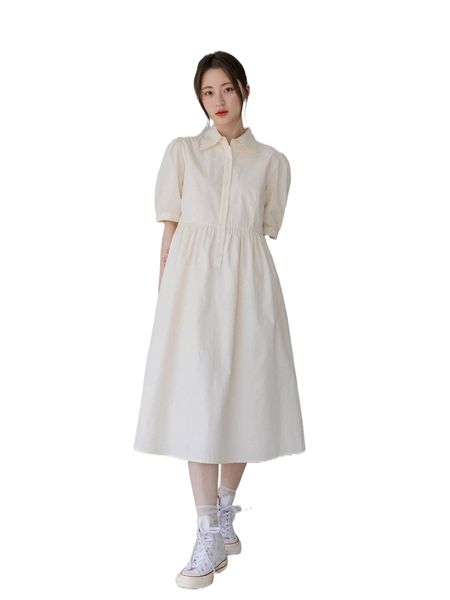 

dazy-less puff sleeve hidden pocket smock dress t4rm#, Black;gray