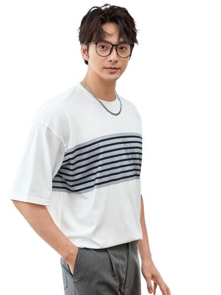 

men striped print tee n8df#, White;black