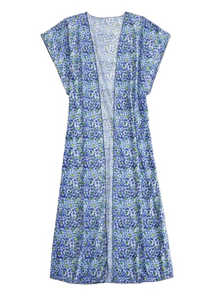 

allover print dolman sleeve kimono q6xt#, White;black