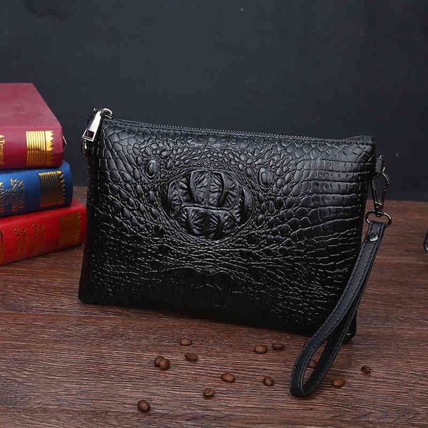 

handbags bags 2022 crocodile pattern men's fashion large capacity korean envelope bag, Black;red