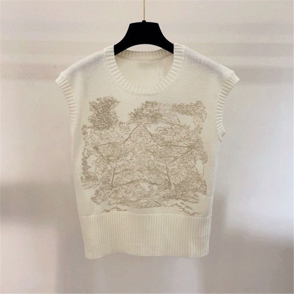 

women's tanks & camis new sweet little bee star embroidered sweater vest pullover sleeveless knit vest, White