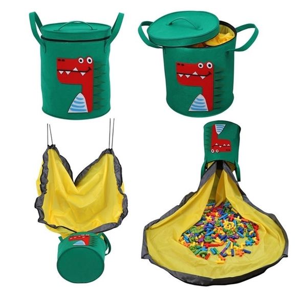 

slideaway toy clean-up storage bag multifunctional portable toys organizer toy bag basket integrated waterproof storage bucket 210402