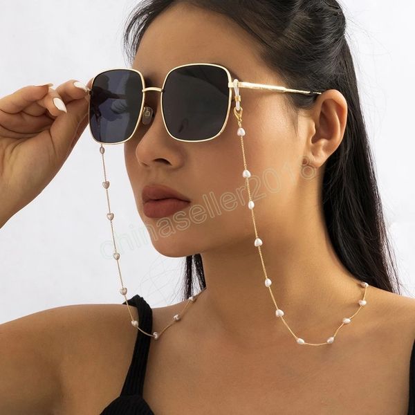 

fashion pearl chains glasses chain for women retro heart sunglasses lanyards eyewear cord holder neck strap