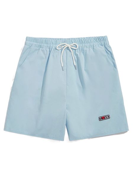 

romwe guys letter heart patched drawstring shorts w8xp#, White;black