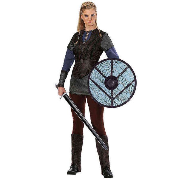 

halloween party movie stage renaissance show performance female viking warrior cosplay come l220714, Black;red