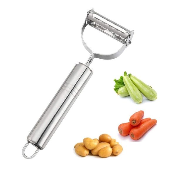 Utensile da cucina Faccina in acciaio inossidabile Grattugia portatile Patate Cetriolo Carota Pelapatate Verdura Frutta Affettatrice multifunzionale LT0140