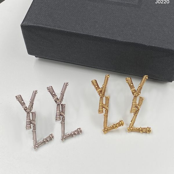 

luxury metal letter charm earrings silver golden studs ear studs exaggerated eardrops designer alphabet danglers with gift box