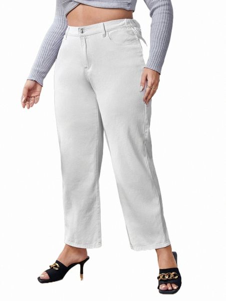 

plus high waist straight leg jeans r9rj#, Blue