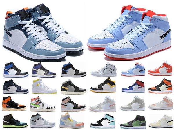 

2022 men women jumpman basketball shoes 1s high bordeaux prototype electro orange chicago hyper royal university blue bred patent mens low h, Black