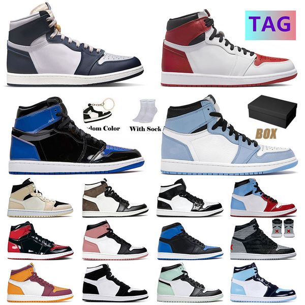 

brand discount jumpman 1 1s mens womens basketball shoes cactus jack og dark mocha heritage mid dutch green carbon fiber designer sports, Black