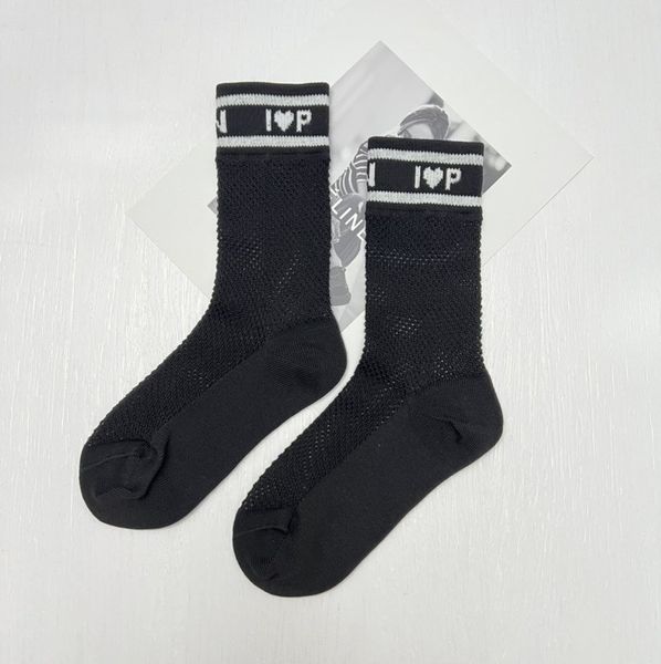 

classic brand letter love calf socks fashion hosiery spring summer mesh hollowed hosierys designer middle tube sock a75f, Black;white