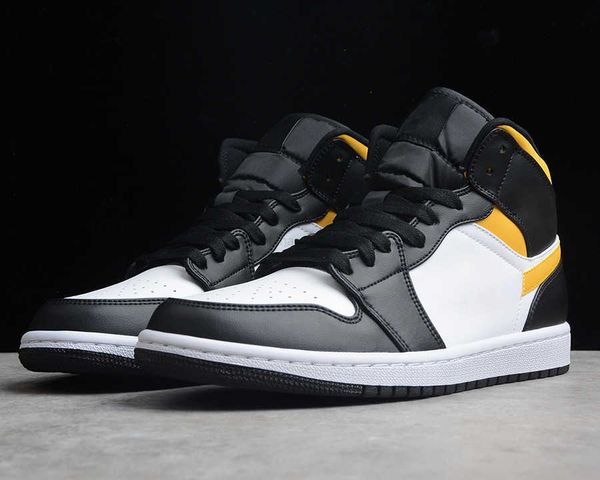

jumpman 1 mid shoes 1s white pollen black men women trainers sneakers sports ship with box