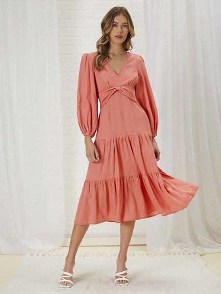 

lantern sleeve ruffle hem dress b3ji#, Black;gray