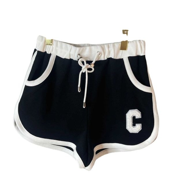 

women's shorts 2022ce summer new black-and-white color matching shorts elastic waist drawstring pants are thin and versatile ali's, White;black