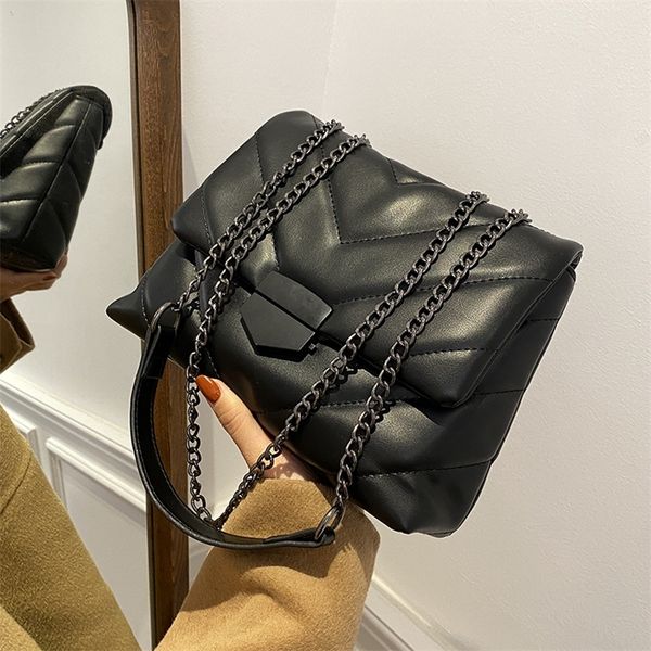 

chain women shoulder quilted handbags luxury pu leather crossbody bag lady small flap s 220722