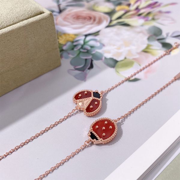 

natural shell bracelets for women clover charm bracelets ladybug four leaf flowers rose gold, Golden;silver