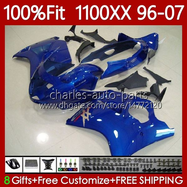 Corpo de Molde de Injeção para Honda BlackBird Gloss Azul CBR 1100 CBR1100 XX CC 1100xx 96-07 114No.57 CBR1100XX 96 97 98 99 00 01 1100cc 2002 2003 2004 2005 2007