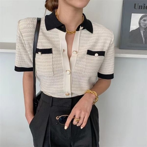 

summer japanese style turndown collar short sleeve thin shortsleeved ice silk knit womens shirt coats blouses y200720, White;black
