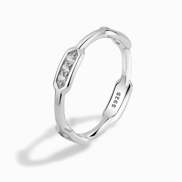 

s925 elegant square zircon with side stones rings exquisite fashion metal inlaid white crystal wedding ring engagement jewelry, Silver