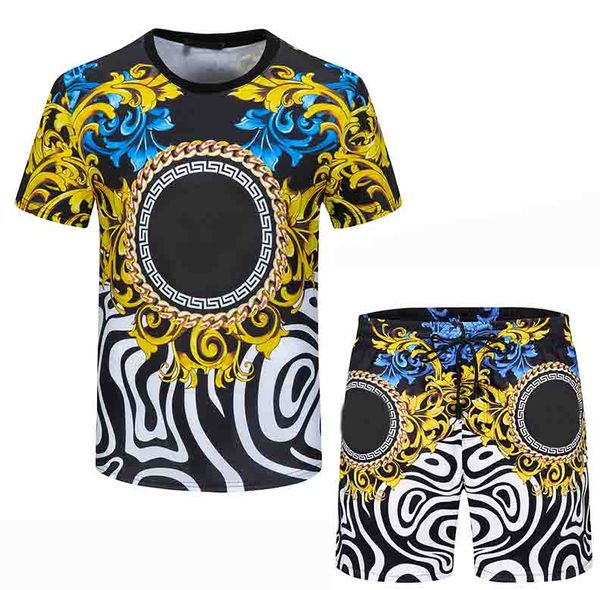 

luxury designer summer men's sportswear casual shorts set fashion short sleeve t-shirt + shorts 2 piece set -3xl, Gray