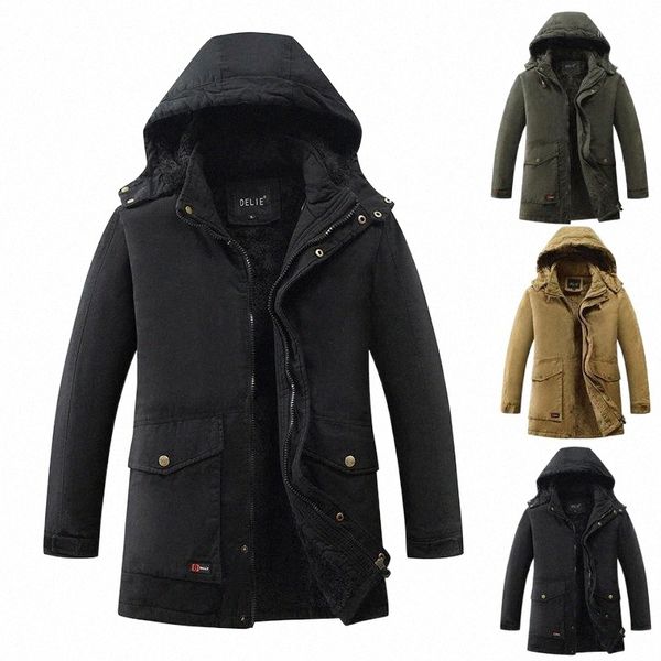 

men's jackets winter cotton clothes detachable hat zipper solid color plush thickened i7z0#, Black;brown