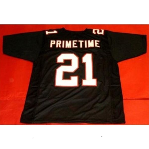 Uf chen37 raras homens jovens jovens vintage #21 deion sanders jersey de futebol no horário nobre s-5xl ou personalizado qualquer nome ou número de camisa