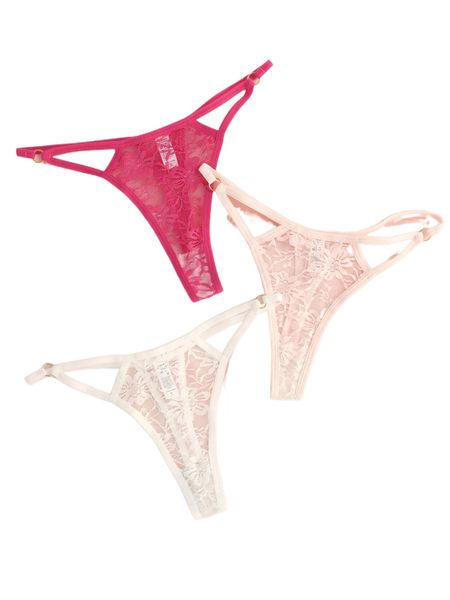 

3pack cut-out lace panty w6cv#, Black;red